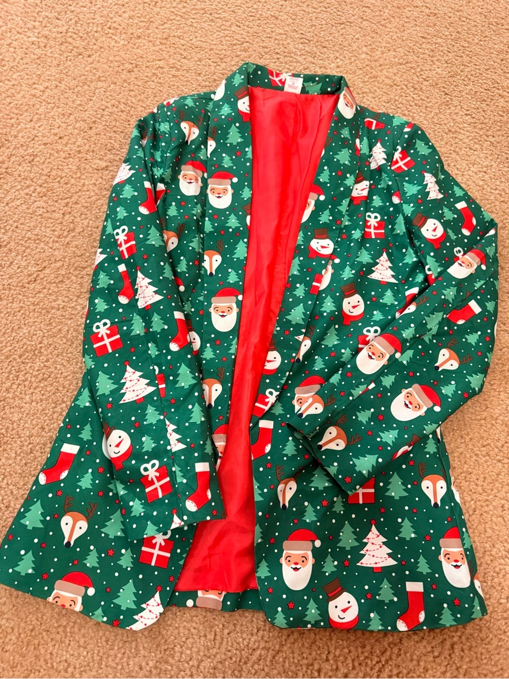 Holiday Time Kids Green Christmas Blazer with Red Lining